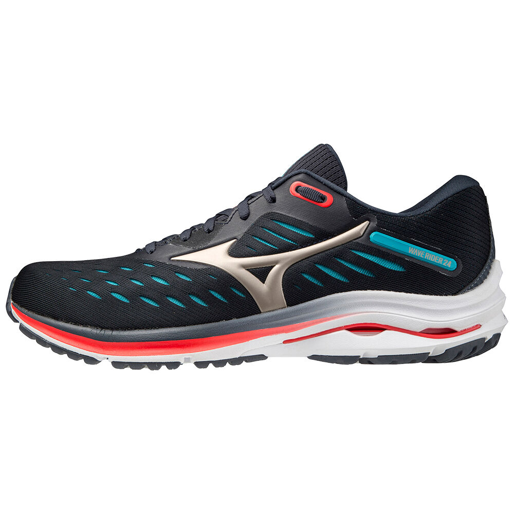 Zapatillas Running Mizuno Wave Rider 24 Hombre Azul Marino/Plateadas/Azules Ofertas GWCN-02619